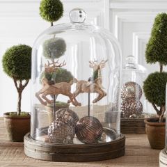 Leaping Reindeer on Spindle Base Set of 2