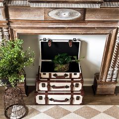 Leather Accented Storage Trunk Set of 3