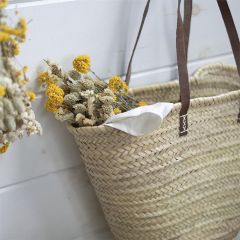 Leather Handled Oversized Straw Tote