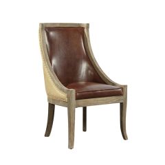 Leather Scoop Back Accent Chair