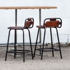Leather Seat Industrial Counter Stool