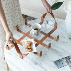 Leather Strap Handled Tray