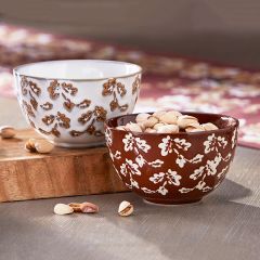 Leaves and Acorns Stoneware Bowl