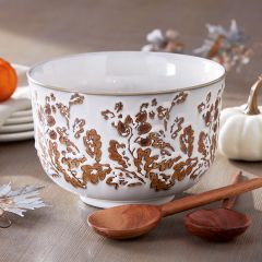 Leaves and Acorns Stoneware Serving Bowl