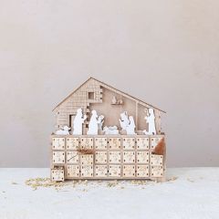 LED Laser Cut Wood Nativity Advent Calendar
