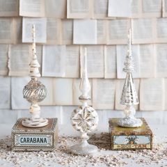 LED Mercury Glass Finial Decor Set of 3