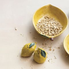 Lemon Shaped Stoneware Salt and Pepper Shaker Set