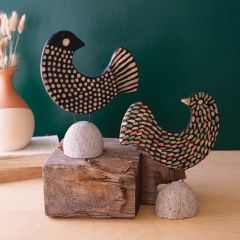 Lenca Bird on Rock Base Sculpture Set of 2