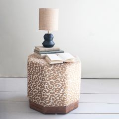 Leopard Print Upholstered Ottoman