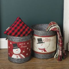 Let It Snow Christmas Bucket Set of 2