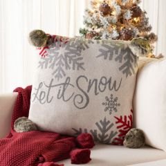 Let It Snow Holiday Throw Pillow With Poms