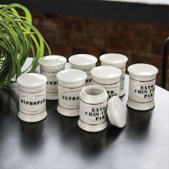Lidded Ceramic Apothecary Jars Set of 8