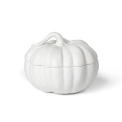 Lidded Ceramic Pumpkin Bowl 7.5 Inch