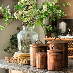 Lidded Copper Finished Stainless Steel Canisters Set of 4
