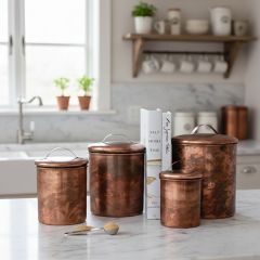 Lidded Copper Finished Stainless Steel Canisters Set of 4