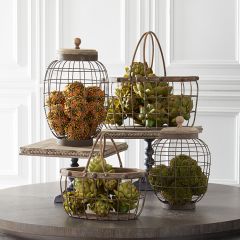 Lidded Decorative Wire Basket Canister Set of 2