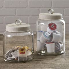 Lidded Glass Jar Canisters Set of 2