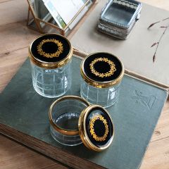 Lidded Glass Vanity Jars Set of 3