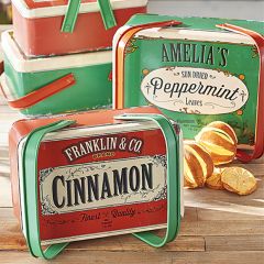 Lidded Holiday Tin With Handles Set of 2