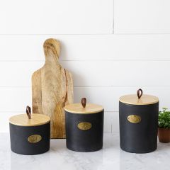 Lidded Matte Black Numbered Canister