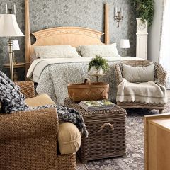 Lidded Wicker Storage Trunk