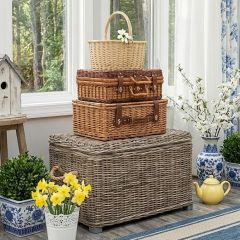 Lidded Wicker Storage Trunk