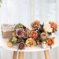 Lifelike 3 Bloom Rose Stem Set of 5