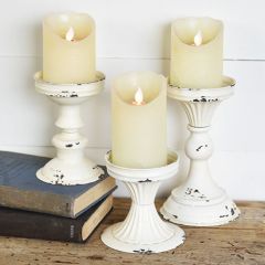 Light Tin Pillar Candle Holders Set of 3