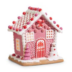 Light Up Pink Peppermint Gingerbread House