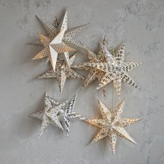 Light Up Recycled Paper Star Ornament Set of 4