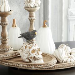 Light Up Scroll Cut Skull With Crow