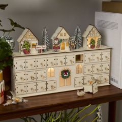 Lighted Botanical Santa Advent Calendar Box