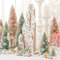 Lighted Pastel Gingerbread Village