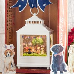 Lighted Patriotic Pups Water Lantern