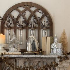Lighted Silver Church House Set of 2