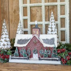 Lighted Tabletop Red Star Barn Model