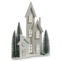 Lighted White Glitter Village Collection