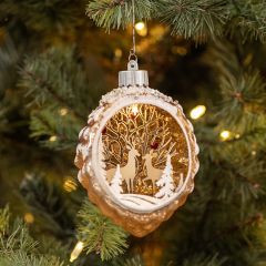 Lighted Winter Deer Scene Ornament