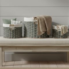 Lined Oval Woven Baskets Set of 3