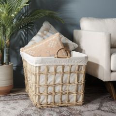 Lined Rattan Storage Basket