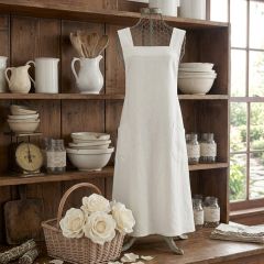 Linen Criss Cross Kitchen Apron Ivory