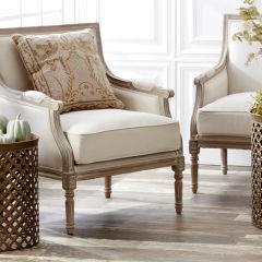 Linen Upholstered Feather Down Arm Chair