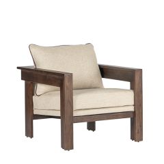Linen Upholstered Wood Framed Armchair | SHIPS FREE