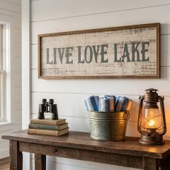 Live Love Lake Blue Whitewash Wall Art