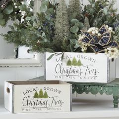 Local Grown Christmas Trees Crate With Handles Set of 2