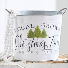 Local Grown Christmas Trees Metal Bucket