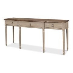 Long Oak Top Console Table