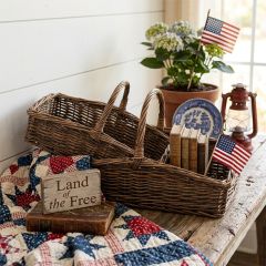 Long Wicker Basket With Handle Set of 2