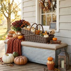 Long Wicker Basket With Handle Set of 2