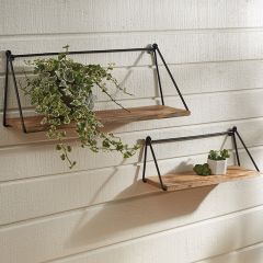 Loop and Bar Wood Wall Shelf Set of 2